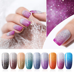UR SUGAR Rainbow Thermal Color Changing Gel Nail Polish Holographic Glitter Temperature Soak Off UV Gel Varnish 7.5ml Nail Art