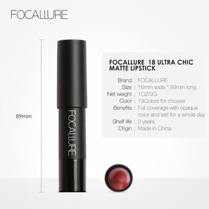 FOCALLURE 19 Colors Matte Lipsticks Waterproof Matte Lipstick Lip Sticks Cosmetic Easy to Wear Matte Batom Makeup Lipstick