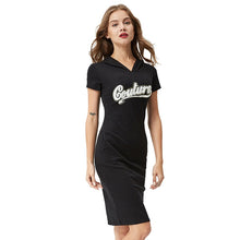 Load image into Gallery viewer, GLO-STORY Women 2018 Casual Short SleeveStreetwear Knitted T-shirt Hooded Dress with Pocket and Letter Embroidered WYQ-1800