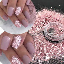 Load image into Gallery viewer, KM GLITTER Top Popular Best Sales Chunky Mixed Fairy Face Body Craft Rose Sequins Manicure Rose Gold Glitter for Nail Decoration