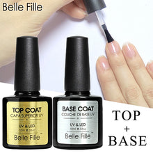 Load image into Gallery viewer, Belle Fille Base and Top Coat Gel Nail Polish UV 10ml Transparent Soak Off Primer Gel Polish Gel Lacquer Nail Art Manicure