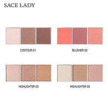 Load image into Gallery viewer, SACE LADY 4 Colors Highlighter Palette Makeup Face Contour Powder Bronzer Make Up Blusher Professional Blush Palette Cosmetics