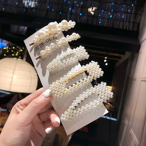 Ins Fashion 1Set Women Girls Elegant Pearls Hair Clips Sweet Headwear Hair Ornament Hairpins Barrettes Headband Hair Accessories