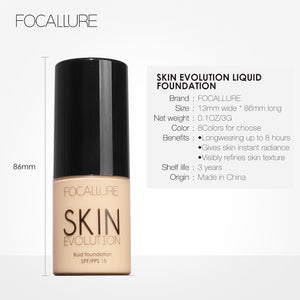 FOCALLURE Base Face Liquid Foundation Cream Full Coverage Concealer Oil-control Easy to Wear Soft Face Makeup Foundation