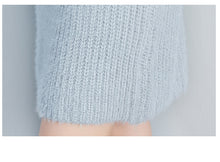 Load image into Gallery viewer, [TWOTWINSTYLE] 2017 Autumn Winter Fur Spliced Long Sleeves Knitted Sweaters Dress Women New Fashion Clothing Pullovers Gray