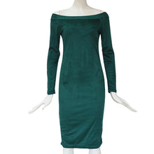 Load image into Gallery viewer, Women Long Sleeve sexy Bodycon off shoulder above Knee Dress