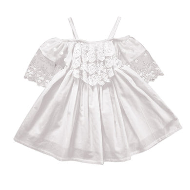 Baby Girls Polyester Above Knee Casual Lace Regular Short Sleeve Solid O-neck Mini Dresses