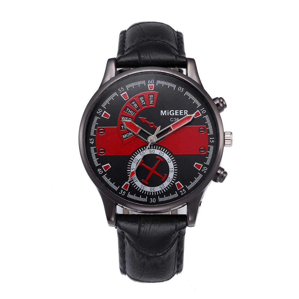 Men Luxury Stainless Steel Week Days Display Clock Wrist Watch