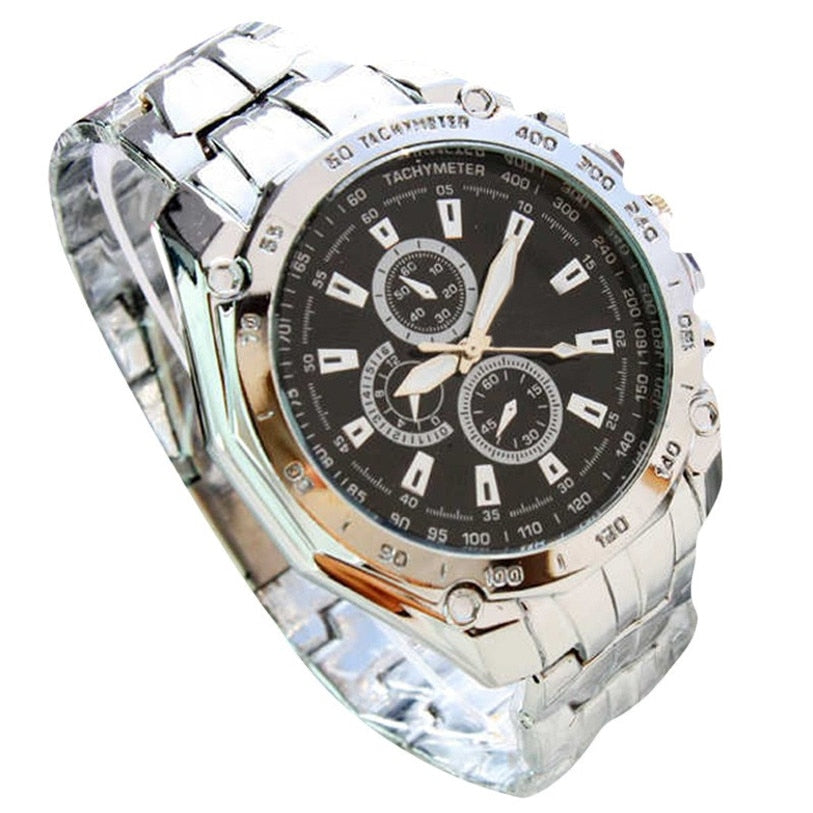 Men Fashion Casual Quartz Alloy Case Pin Buckle Clasp Round Shape Analog Wristwatches