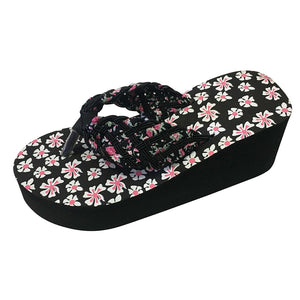 Women Cross-Strap Casual Rubber Flip Flop Wedges