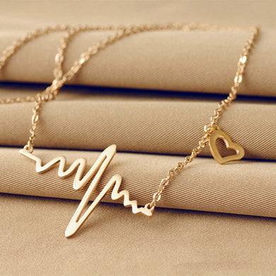 Women Water-wave Chain Heartbeat Pendant jewelry Fashion