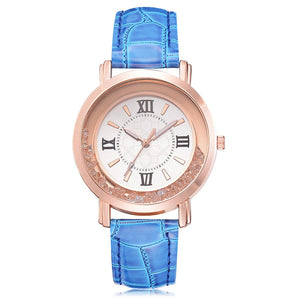 Women Fashion Luxury respite Set Auger Leather Stainless Steel Quartz Watch