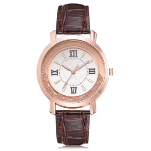 Women Fashion Luxury respite Set Auger Leather Stainless Steel Quartz Watch