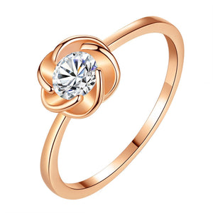 Women Copper Party Fashion Trendy Diamond Flower Wedding Jewelry Rings