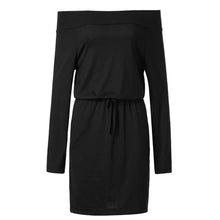 Load image into Gallery viewer, Women Sexy Off Shoulder High Waist Tie Band Casual Straight Dress