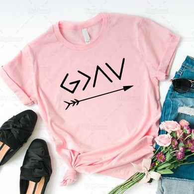 God Is Greater Than The High and The Lows Shirt God Is Greater Tshirt Christian Tee Faith Summer Short Sleeve harajuku Style