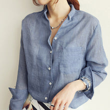 Load image into Gallery viewer, Chemisier Femme Womens Tops Fashion 2018 Autumn Linen White Shirt Women Long Sleeve Blouse Korean Woman Clothes Roupas Femininas
