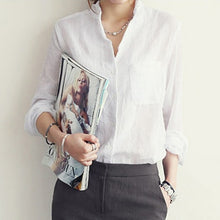 Load image into Gallery viewer, Chemisier Femme Womens Tops Fashion 2018 Autumn Linen White Shirt Women Long Sleeve Blouse Korean Woman Clothes Roupas Femininas