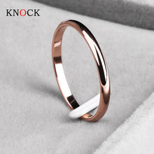 Load image into Gallery viewer, KNOCK Titanium Steel  Rose Gold  Anti-allergy Smooth  Simple Wedding Couples Rings Bijouterie for Man or Woman Gift