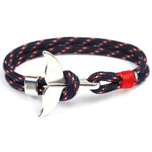 Load image into Gallery viewer, MKENDN Fashion Whale Tail Anchor Bracelets Men Women Charm Nautical Survival Rope Chain Paracord Bracelet Male Wrap Metal Hooks