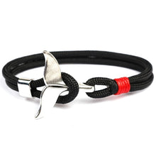 Load image into Gallery viewer, MKENDN Fashion Whale Tail Anchor Bracelets Men Women Charm Nautical Survival Rope Chain Paracord Bracelet Male Wrap Metal Hooks