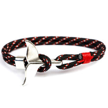 Load image into Gallery viewer, MKENDN Fashion Whale Tail Anchor Bracelets Men Women Charm Nautical Survival Rope Chain Paracord Bracelet Male Wrap Metal Hooks