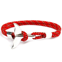 Load image into Gallery viewer, MKENDN Fashion Whale Tail Anchor Bracelets Men Women Charm Nautical Survival Rope Chain Paracord Bracelet Male Wrap Metal Hooks