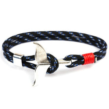 Load image into Gallery viewer, MKENDN Fashion Whale Tail Anchor Bracelets Men Women Charm Nautical Survival Rope Chain Paracord Bracelet Male Wrap Metal Hooks
