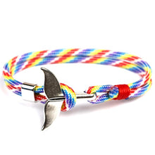 Load image into Gallery viewer, MKENDN Fashion Whale Tail Anchor Bracelets Men Women Charm Nautical Survival Rope Chain Paracord Bracelet Male Wrap Metal Hooks