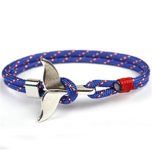 Load image into Gallery viewer, MKENDN Fashion Whale Tail Anchor Bracelets Men Women Charm Nautical Survival Rope Chain Paracord Bracelet Male Wrap Metal Hooks