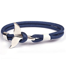 Load image into Gallery viewer, MKENDN Fashion Whale Tail Anchor Bracelets Men Women Charm Nautical Survival Rope Chain Paracord Bracelet Male Wrap Metal Hooks