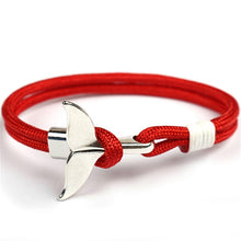 Load image into Gallery viewer, MKENDN Fashion Whale Tail Anchor Bracelets Men Women Charm Nautical Survival Rope Chain Paracord Bracelet Male Wrap Metal Hooks