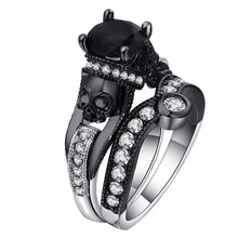 Load image into Gallery viewer, Ufooro Skull Ring Set For Women Men Punk Style Fashion Jewelry Charm Black Round Cubic Zirconia evil Skeleton Ring Set For Party