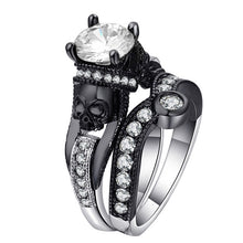 Load image into Gallery viewer, Ufooro Skull Ring Set For Women Men Punk Style Fashion Jewelry Charm Black Round Cubic Zirconia evil Skeleton Ring Set For Party