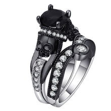 Load image into Gallery viewer, Ufooro Skull Ring Set For Women Men Punk Style Fashion Jewelry Charm Black Round Cubic Zirconia evil Skeleton Ring Set For Party