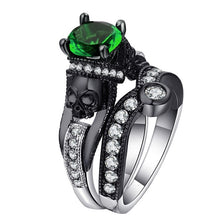 Load image into Gallery viewer, Ufooro Skull Ring Set For Women Men Punk Style Fashion Jewelry Charm Black Round Cubic Zirconia evil Skeleton Ring Set For Party