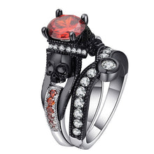 Load image into Gallery viewer, Ufooro Skull Ring Set For Women Men Punk Style Fashion Jewelry Charm Black Round Cubic Zirconia evil Skeleton Ring Set For Party