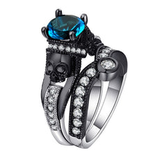 Load image into Gallery viewer, Ufooro Skull Ring Set For Women Men Punk Style Fashion Jewelry Charm Black Round Cubic Zirconia evil Skeleton Ring Set For Party