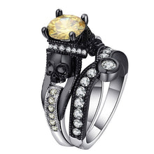 Load image into Gallery viewer, Ufooro Skull Ring Set For Women Men Punk Style Fashion Jewelry Charm Black Round Cubic Zirconia evil Skeleton Ring Set For Party