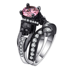 Load image into Gallery viewer, Ufooro Skull Ring Set For Women Men Punk Style Fashion Jewelry Charm Black Round Cubic Zirconia evil Skeleton Ring Set For Party