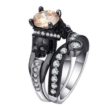 Load image into Gallery viewer, Ufooro Skull Ring Set For Women Men Punk Style Fashion Jewelry Charm Black Round Cubic Zirconia evil Skeleton Ring Set For Party