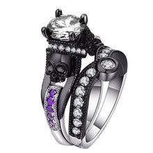 Load image into Gallery viewer, Ufooro Skull Ring Set For Women Men Punk Style Fashion Jewelry Charm Black Round Cubic Zirconia evil Skeleton Ring Set For Party