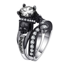 Load image into Gallery viewer, Ufooro Skull Ring Set For Women Men Punk Style Fashion Jewelry Charm Black Round Cubic Zirconia evil Skeleton Ring Set For Party