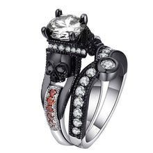 Load image into Gallery viewer, Ufooro Skull Ring Set For Women Men Punk Style Fashion Jewelry Charm Black Round Cubic Zirconia evil Skeleton Ring Set For Party