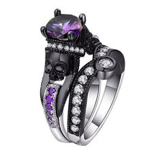 Load image into Gallery viewer, Ufooro Skull Ring Set For Women Men Punk Style Fashion Jewelry Charm Black Round Cubic Zirconia evil Skeleton Ring Set For Party