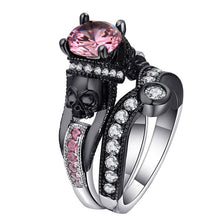 Load image into Gallery viewer, Ufooro Skull Ring Set For Women Men Punk Style Fashion Jewelry Charm Black Round Cubic Zirconia evil Skeleton Ring Set For Party