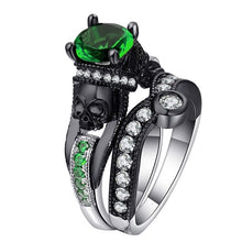 Load image into Gallery viewer, Ufooro Skull Ring Set For Women Men Punk Style Fashion Jewelry Charm Black Round Cubic Zirconia evil Skeleton Ring Set For Party