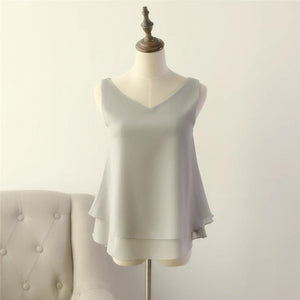2019 Fashion Brand Women's blouse Summer sleeveless Chiffon shirt Solid  V-neck Casual blouse Plus Size 5XL Loose Female Top