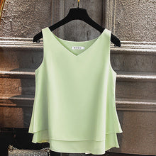 Load image into Gallery viewer, 2019 Fashion Brand Women&#39;s blouse Summer sleeveless Chiffon shirt Solid  V-neck Casual blouse Plus Size 5XL Loose Female Top