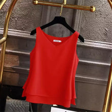 Load image into Gallery viewer, 2019 Fashion Brand Women&#39;s blouse Summer sleeveless Chiffon shirt Solid  V-neck Casual blouse Plus Size 5XL Loose Female Top
